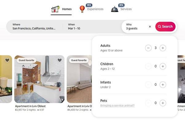 How Airbnb Works - Airbnb search bar